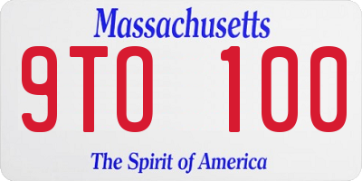 MA license plate 9TO100