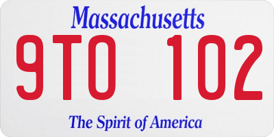 MA license plate 9TO102