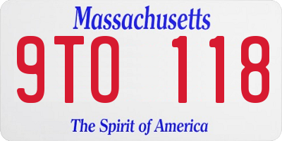 MA license plate 9TO118