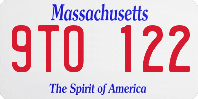 MA license plate 9TO122
