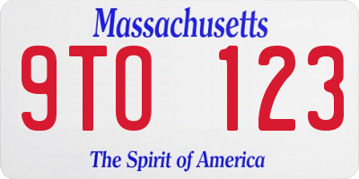 MA license plate 9TO123