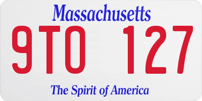 MA license plate 9TO127
