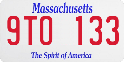 MA license plate 9TO133