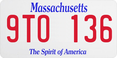 MA license plate 9TO136