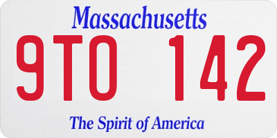 MA license plate 9TO142