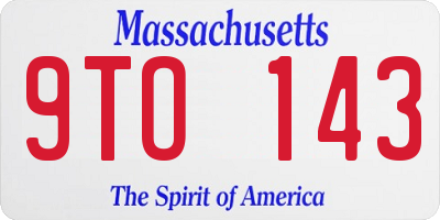 MA license plate 9TO143