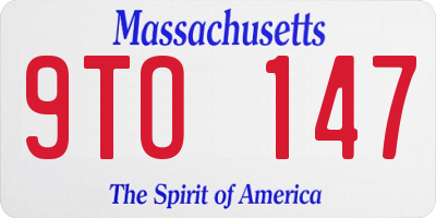 MA license plate 9TO147