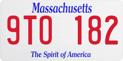 MA license plate 9TO182