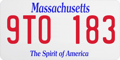 MA license plate 9TO183