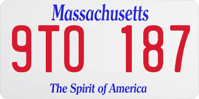 MA license plate 9TO187