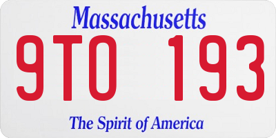 MA license plate 9TO193