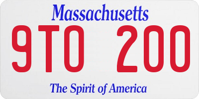 MA license plate 9TO200