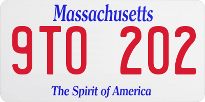 MA license plate 9TO202