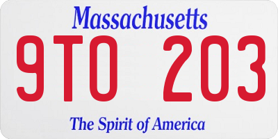 MA license plate 9TO203