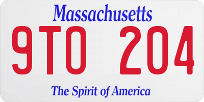 MA license plate 9TO204