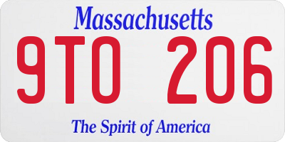 MA license plate 9TO206