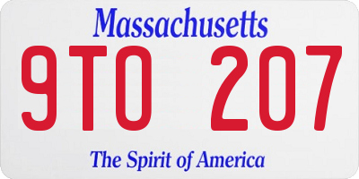 MA license plate 9TO207