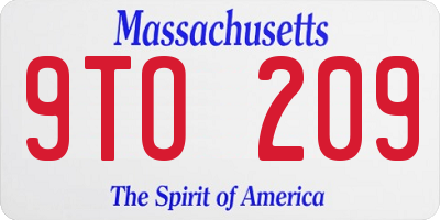 MA license plate 9TO209