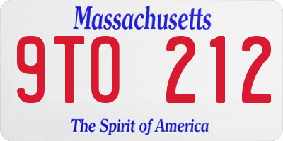 MA license plate 9TO212
