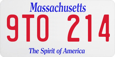 MA license plate 9TO214
