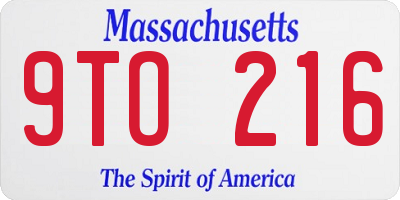 MA license plate 9TO216