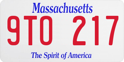 MA license plate 9TO217