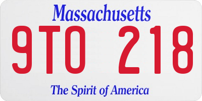 MA license plate 9TO218