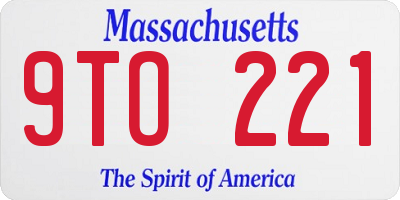 MA license plate 9TO221