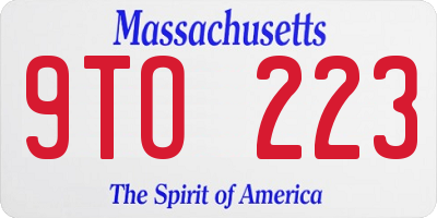 MA license plate 9TO223