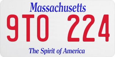 MA license plate 9TO224