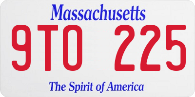 MA license plate 9TO225