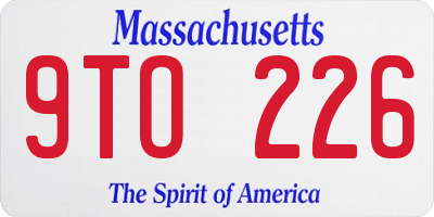 MA license plate 9TO226