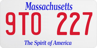 MA license plate 9TO227