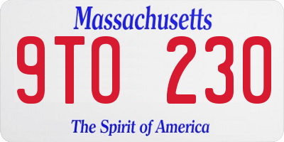 MA license plate 9TO230
