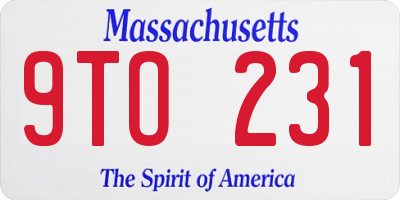 MA license plate 9TO231