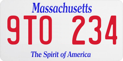 MA license plate 9TO234