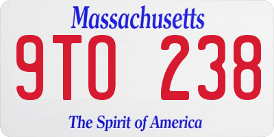 MA license plate 9TO238