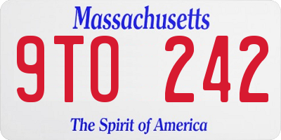 MA license plate 9TO242