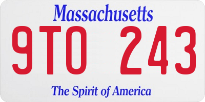 MA license plate 9TO243