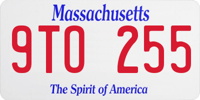 MA license plate 9TO255