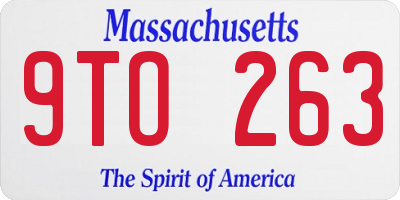 MA license plate 9TO263