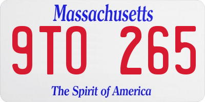 MA license plate 9TO265