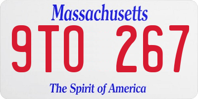 MA license plate 9TO267