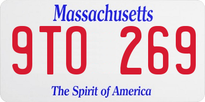 MA license plate 9TO269