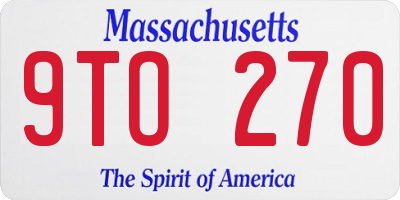 MA license plate 9TO270
