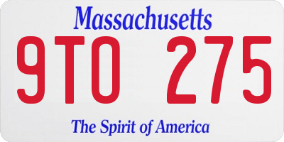 MA license plate 9TO275