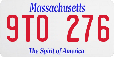 MA license plate 9TO276