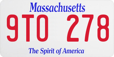 MA license plate 9TO278