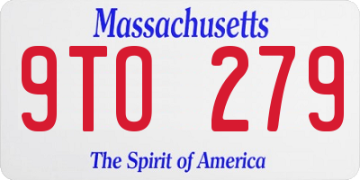MA license plate 9TO279