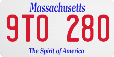 MA license plate 9TO280